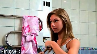Anjelica has an awkward fuck in the bathroom